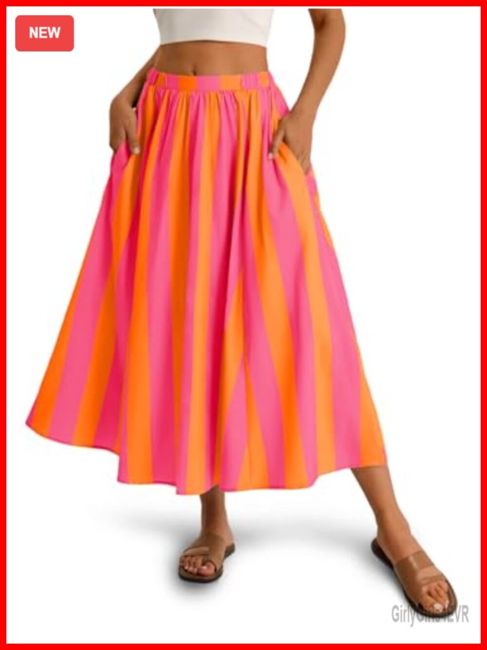 Womens Striped Flowy A-Line Maxi Skirt Beach Vacation Boho Summer